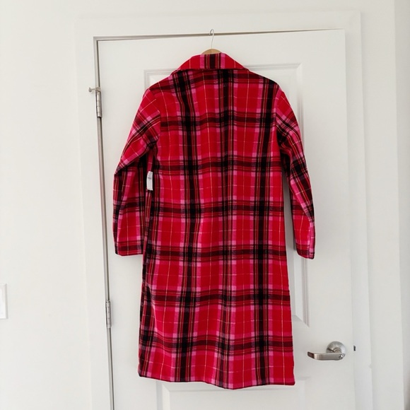NWT Old Navy Soft Brushed Overcoat Red Tartan Plaid - Picture 6 of 10